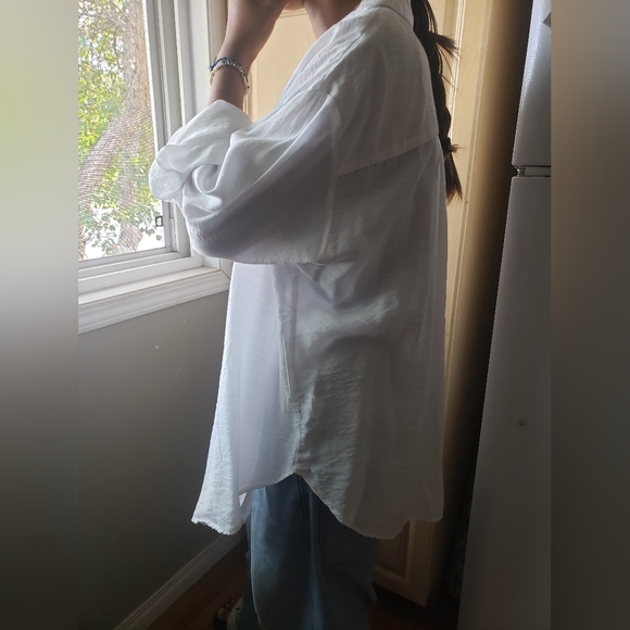 Dynamic white Rayon blend white button down shirt large - Picture 7 of 8